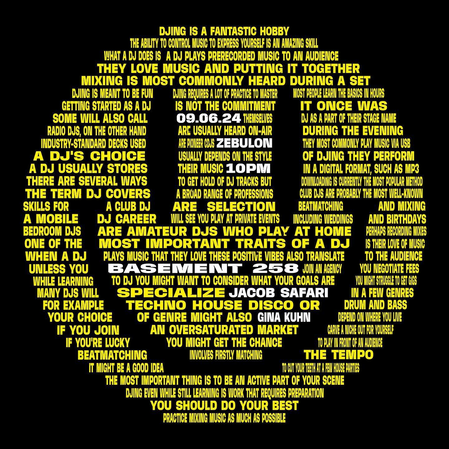 Basement 258 DJ night flyer